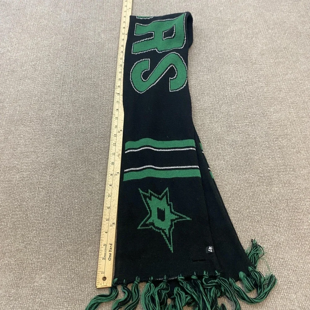 Dallas Stars Scarf Mens One Size Black Green NHL Hockey '47 Knit Fringe Jacquard